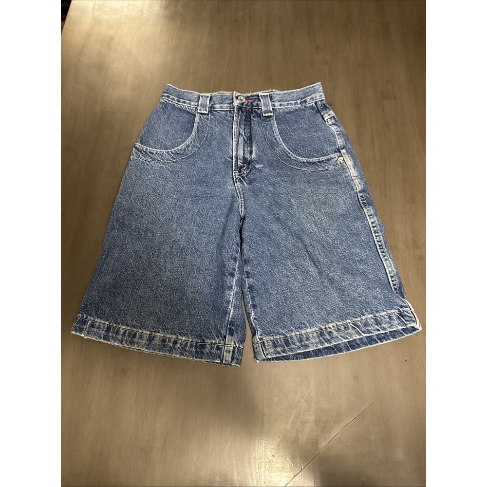 Vtg 90s JNCO Jeans Shorts Big Crown Baggy Hiphop Grunge Jorts USA Size 26 Skater